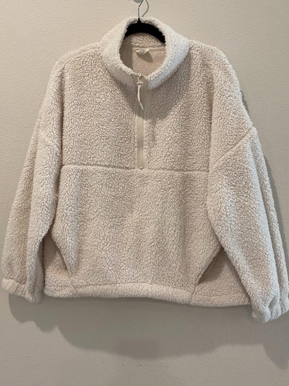 No Boundaries Half Zip Faux Fur Teddy Cinch Waist Pullover Jacket White XXL 20